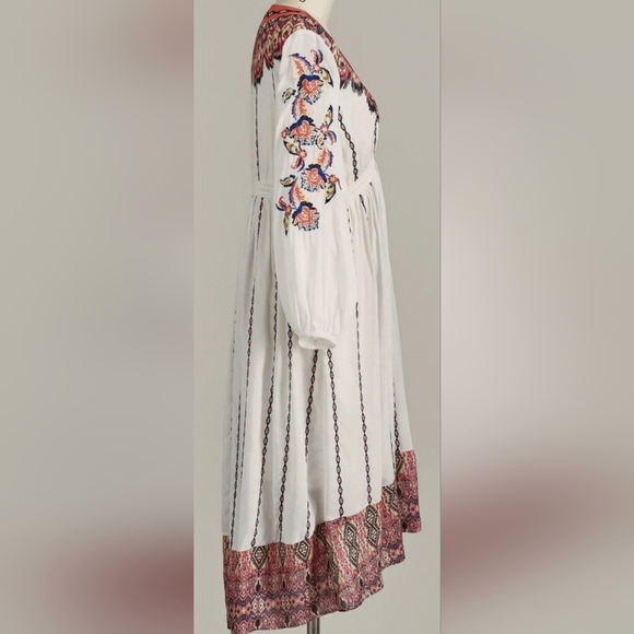 Sundance Amrita Story White Folklore Midi Dress Size Medium - Picture 2 of 11